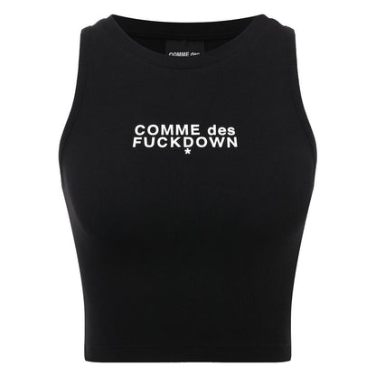 Comme Des Fuckdown Schwarzes kurzes Baumwolltop für Damen