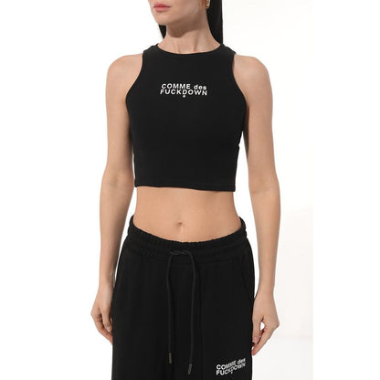 Comme Des Fuckdown Schwarzes kurzes Baumwolltop für Damen