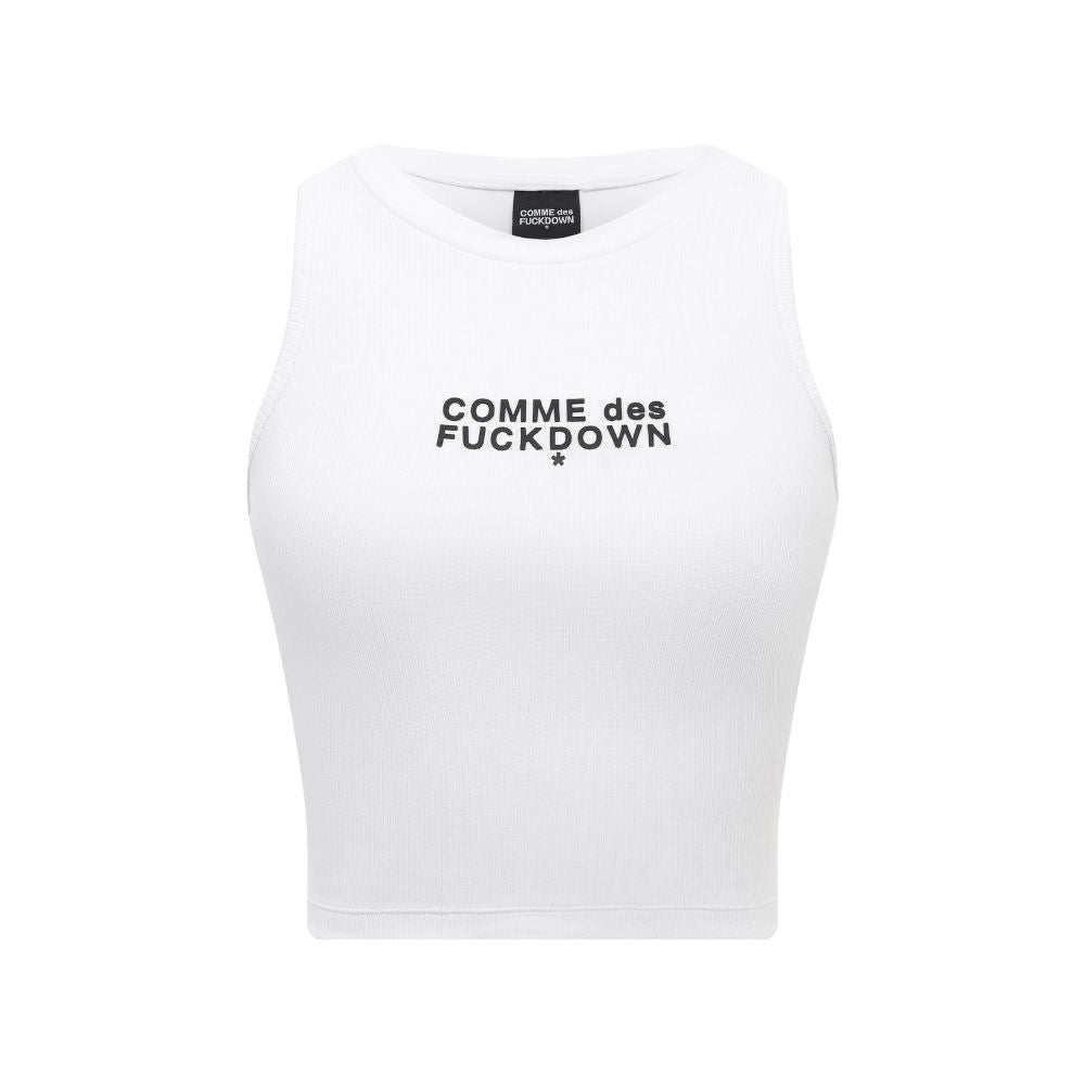 Comme Des Fuckdown – Kurzes T-Shirt aus weißer Baumwolle für Damen