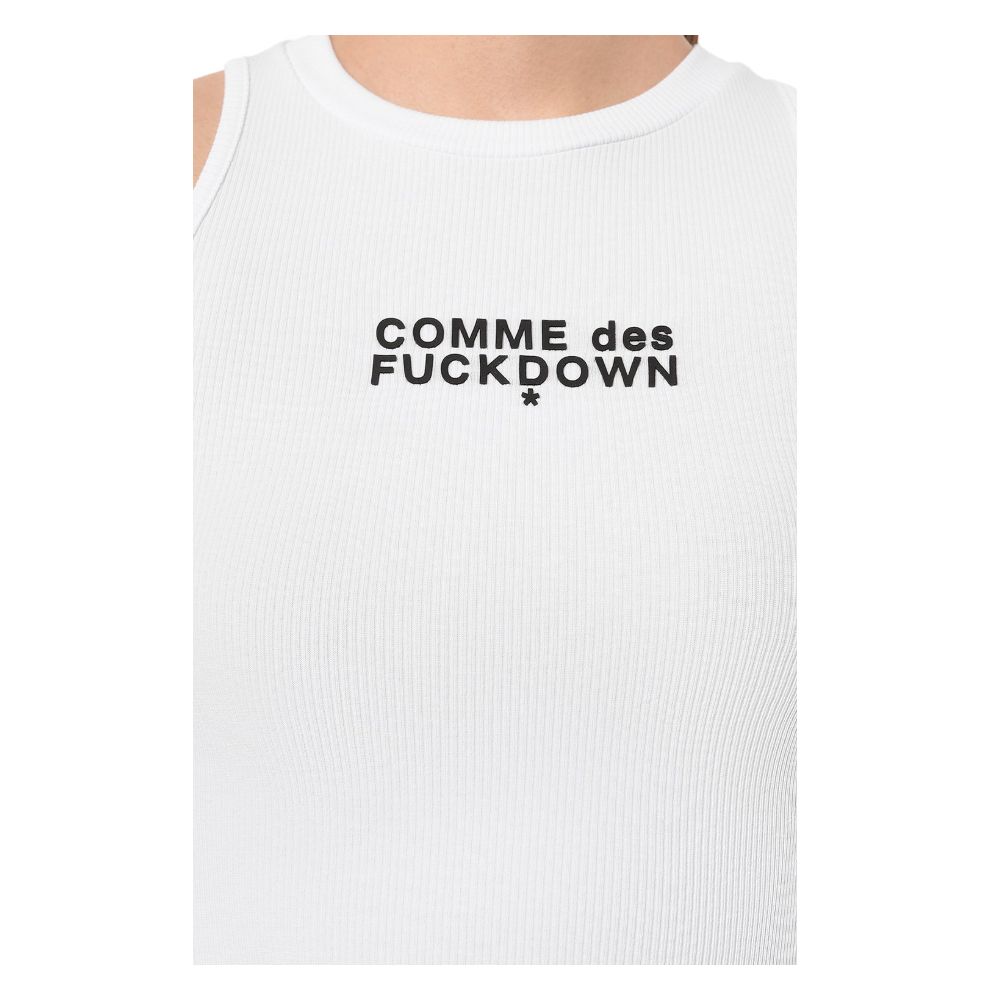 Comme Des Fuckdown – Kurzes T-Shirt aus weißer Baumwolle für Damen