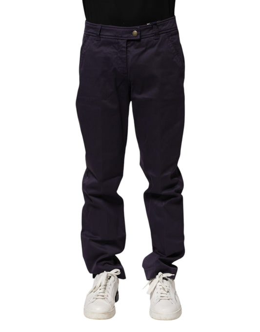 Incotex Dark Purple Mid Waist Casual Straight Pants