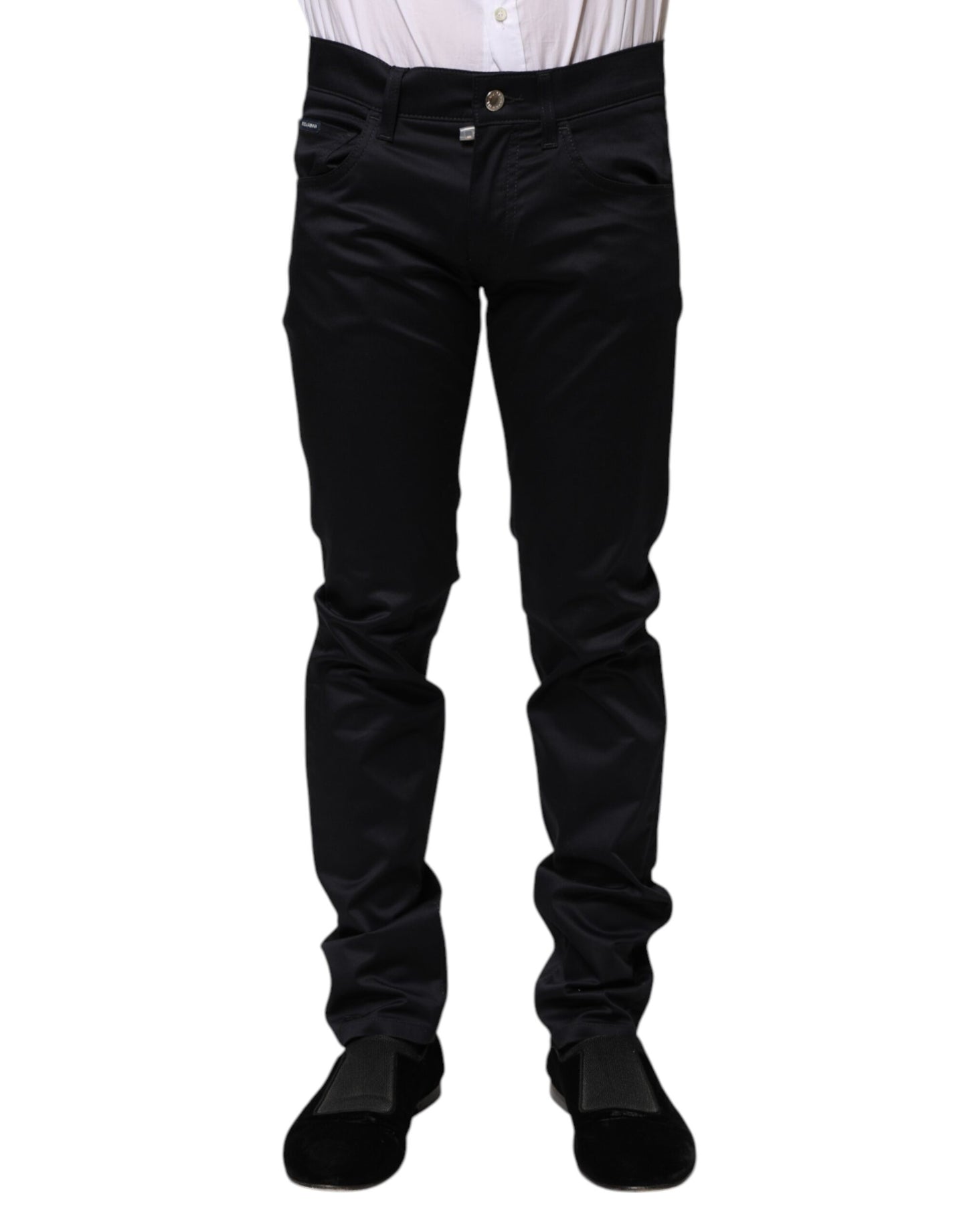 Dolce &amp; Gabbana – Schwarze Skinny-Hose aus Baumwolle mit mittlerer Taille