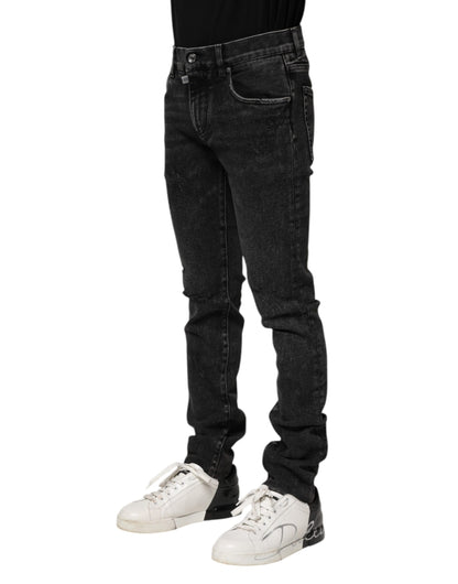 Dolce & Gabbana Black Cotton Skinny Men Denim Jeans