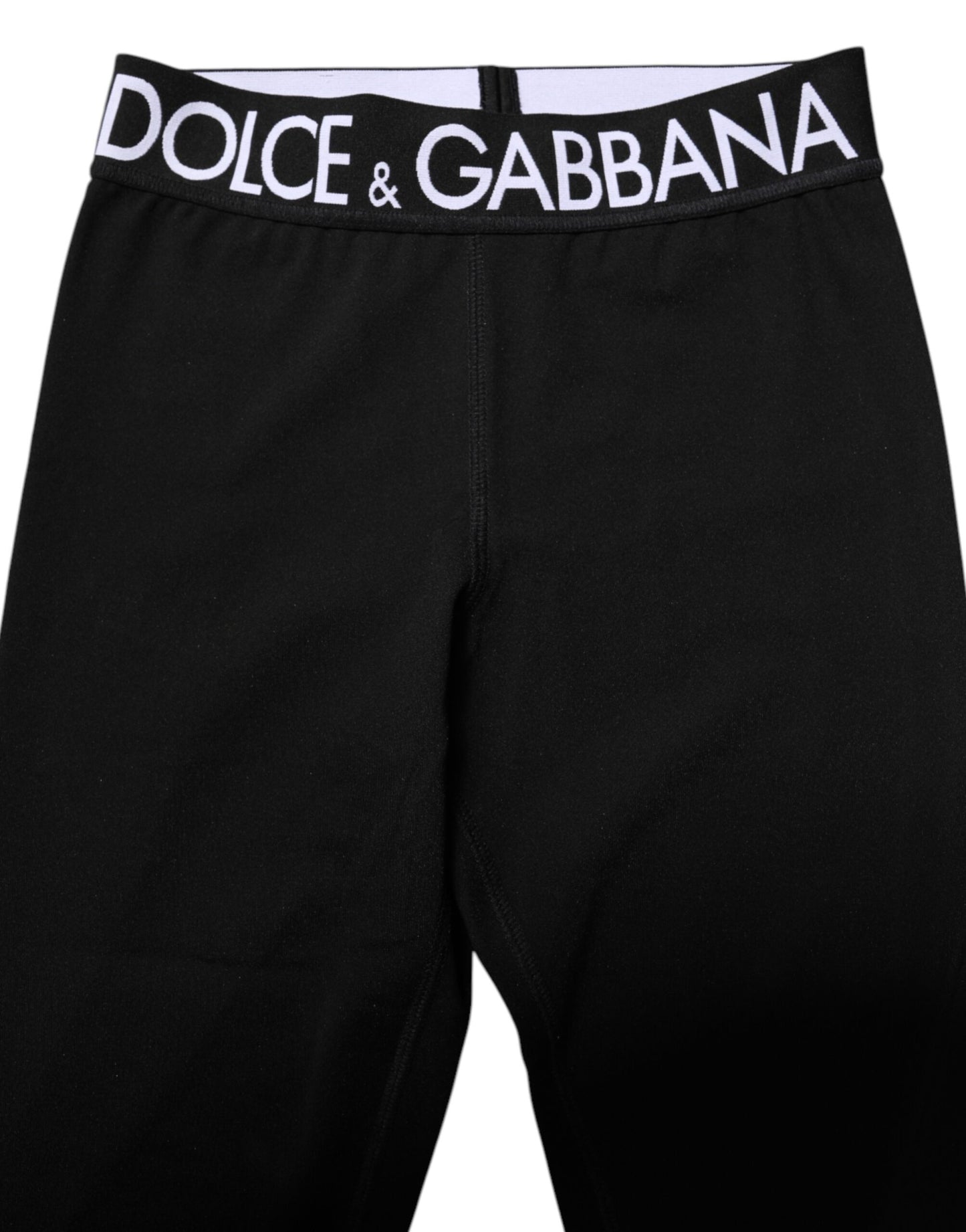 Dolce &amp; Gabbana Schwarze, silberne Nylon-Leggings für Herren