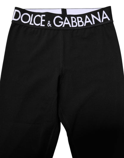 Dolce &amp; Gabbana Schwarze, silberne Nylon-Leggings für Herren