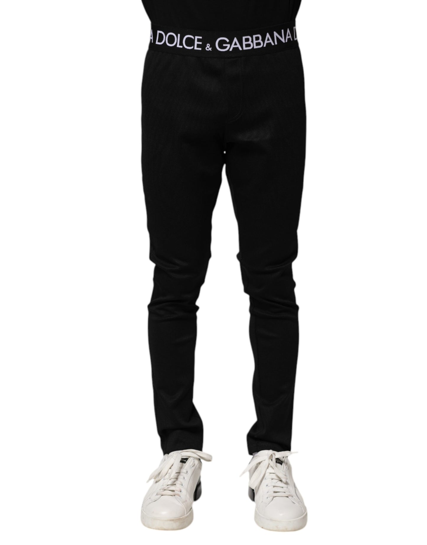 Dolce &amp; Gabbana Schwarze Skinny-Jogginghose aus Nylon für Herren