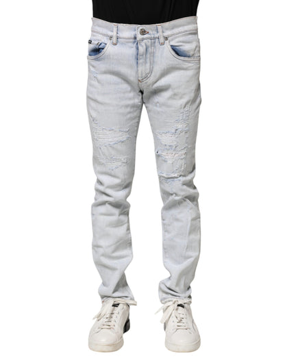 Dolce &amp; Gabbana – Hellblaue, zerfetzte Skinny-Jeans