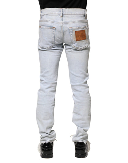 Dolce &amp; Gabbana – Hellblaue, zerfetzte Skinny-Jeans