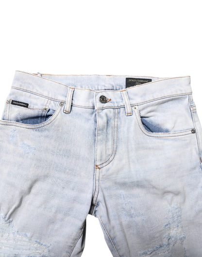 Dolce &amp; Gabbana – Hellblaue, zerfetzte Skinny-Jeans