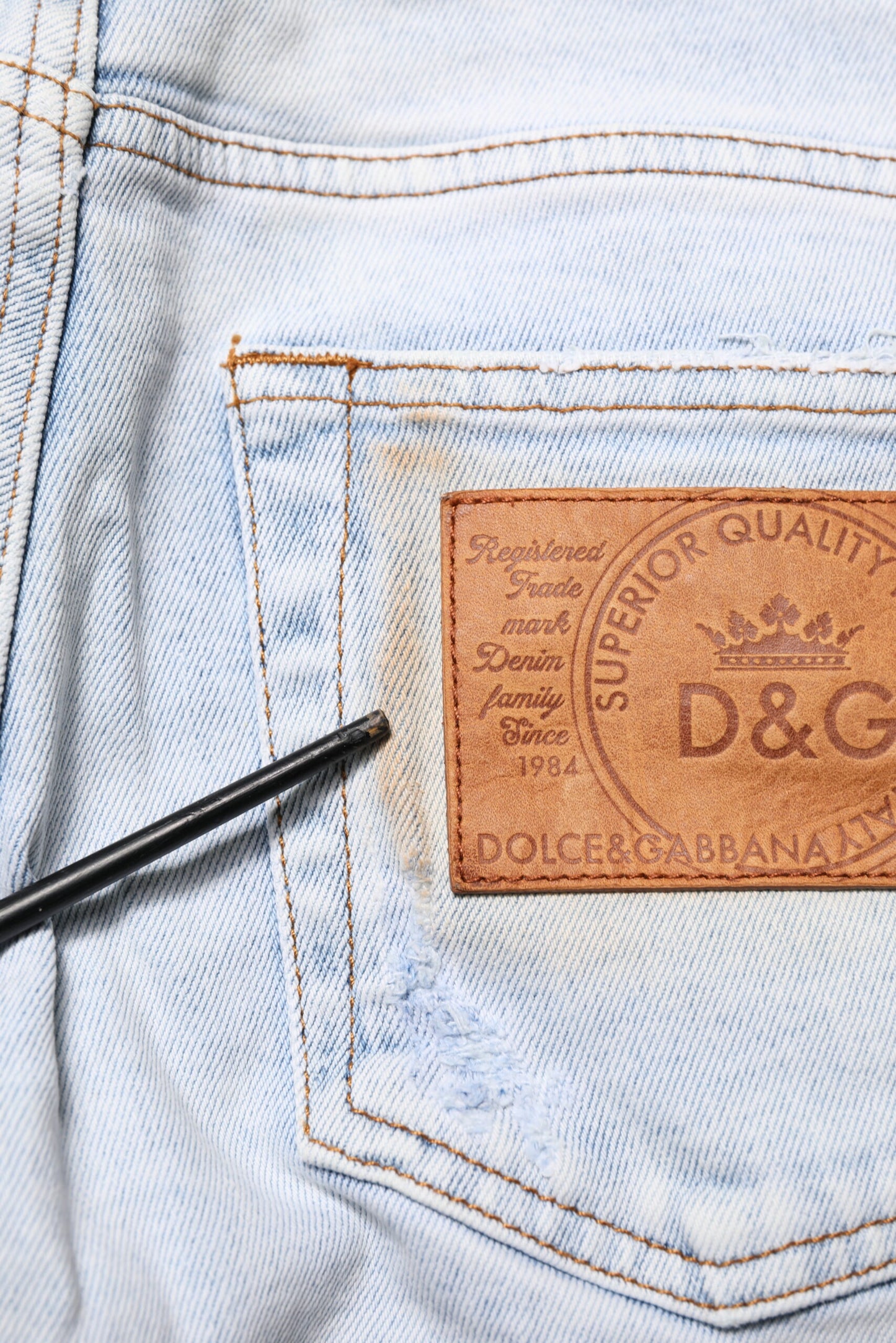 Dolce &amp; Gabbana – Hellblaue, zerfetzte Skinny-Jeans
