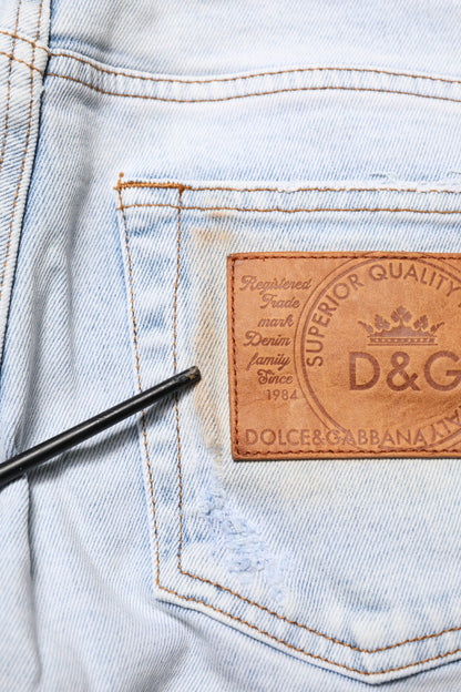 Dolce &amp; Gabbana – Hellblaue, zerfetzte Skinny-Jeans