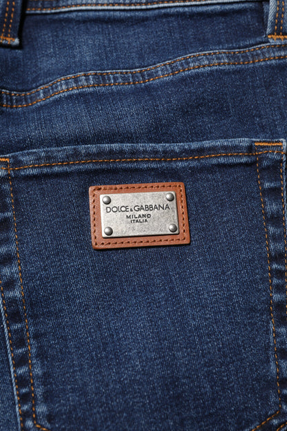 Dolce &amp; Gabbana Dunkelblaue Skinny-Jeans aus Baumwolle