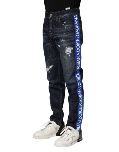 Dolce &amp; Gabbana – Dunkelblaue, zerfetzte Skinny-Jeans