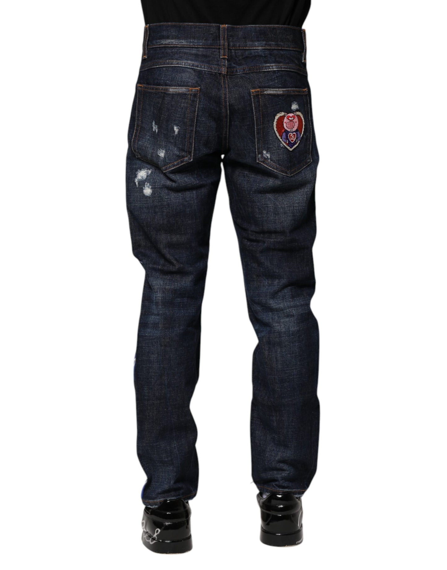 Dolce &amp; Gabbana – Dunkelblaue, zerfetzte Skinny-Jeans