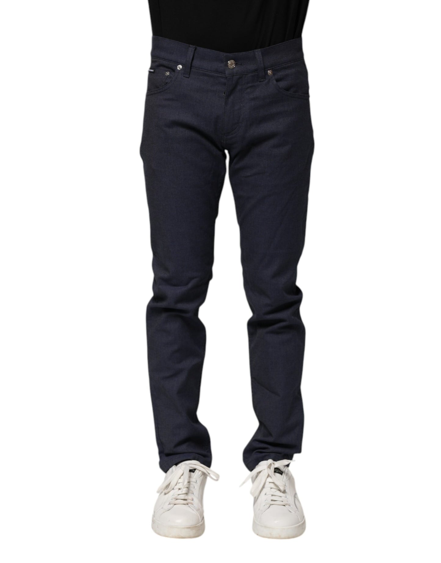 Dolce &amp; Gabbana Dunkelblaue Skinny-Jeans aus Baumwolle