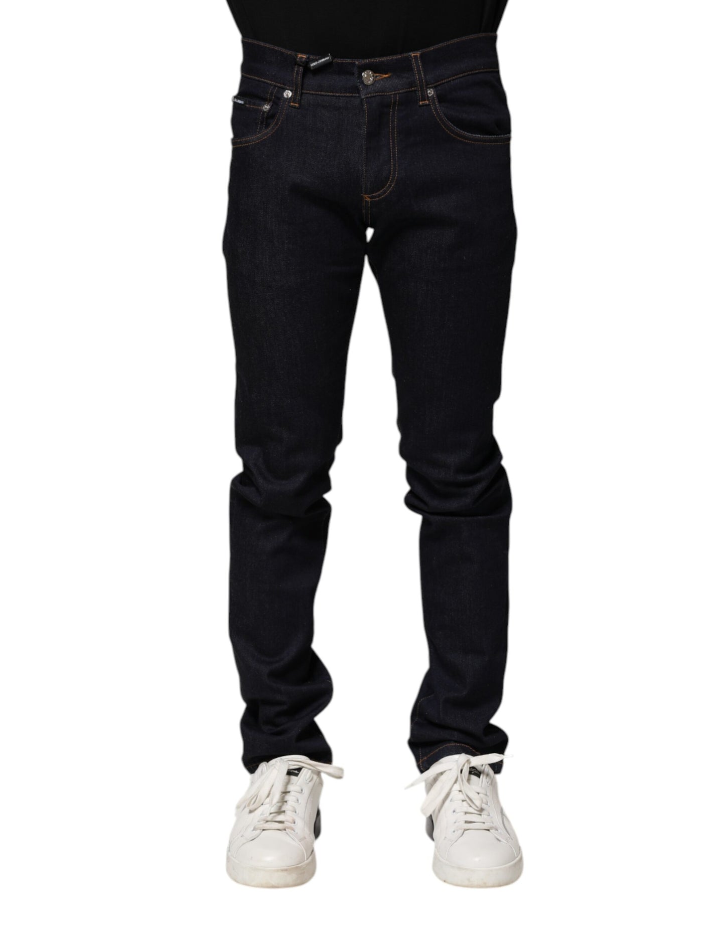 Dolce & Gabbana Black Cotton Skinny Men Denim Jeans
