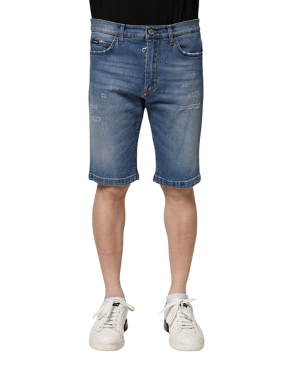 Dolce &amp; Gabbana – Blaue Bermudashorts aus Baumwollstretch für Herren