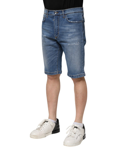 Dolce &amp; Gabbana – Blaue Bermudashorts aus Baumwollstretch für Herren