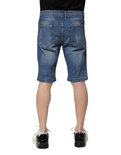 Dolce &amp; Gabbana – Blaue Bermudashorts aus Baumwollstretch für Herren