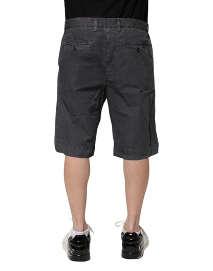 Dolce &amp; Gabbana – Bermudashorts aus Baumwollstretch-Denim in Dunkelgrau