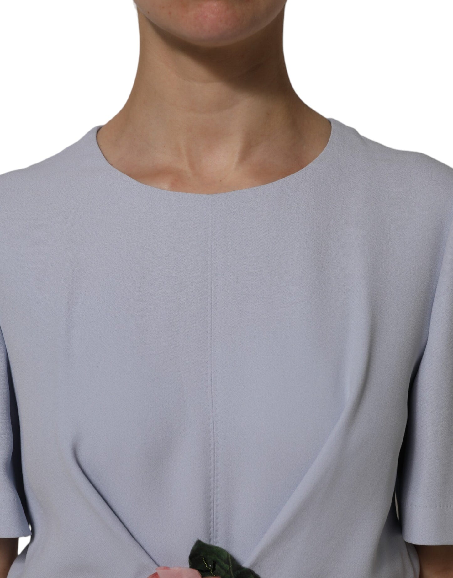 Dolce &amp; Gabbana Graues Viskose-Kurzarm-Etui-Midikleid