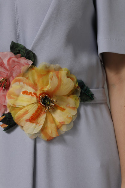 Dolce &amp; Gabbana Graues Viskose-Kurzarm-Etui-Midikleid