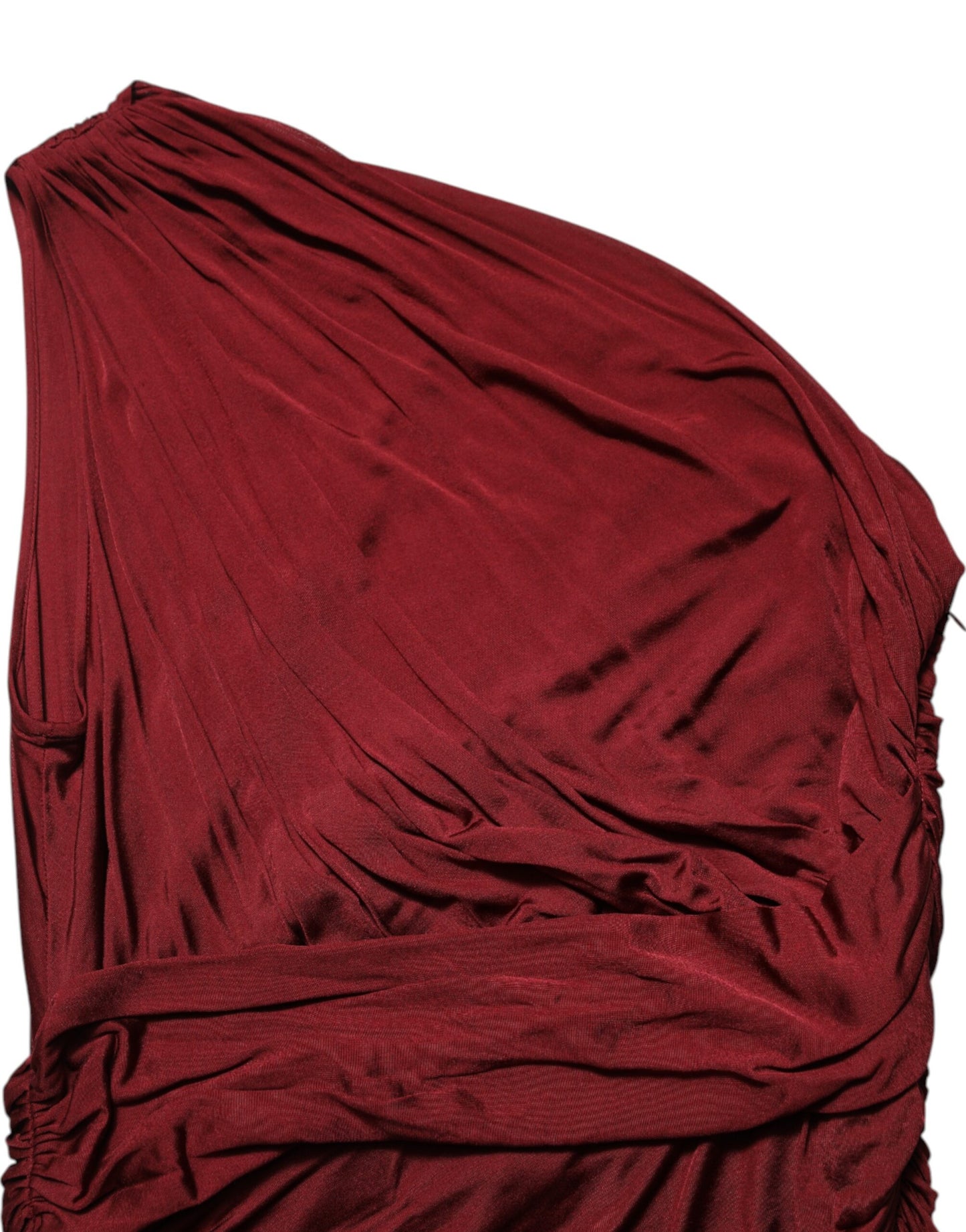 Dolce &amp; Gabbana – Eng anliegendes Midikleid aus Viskose mit One-Shoulder-Träger in Rot