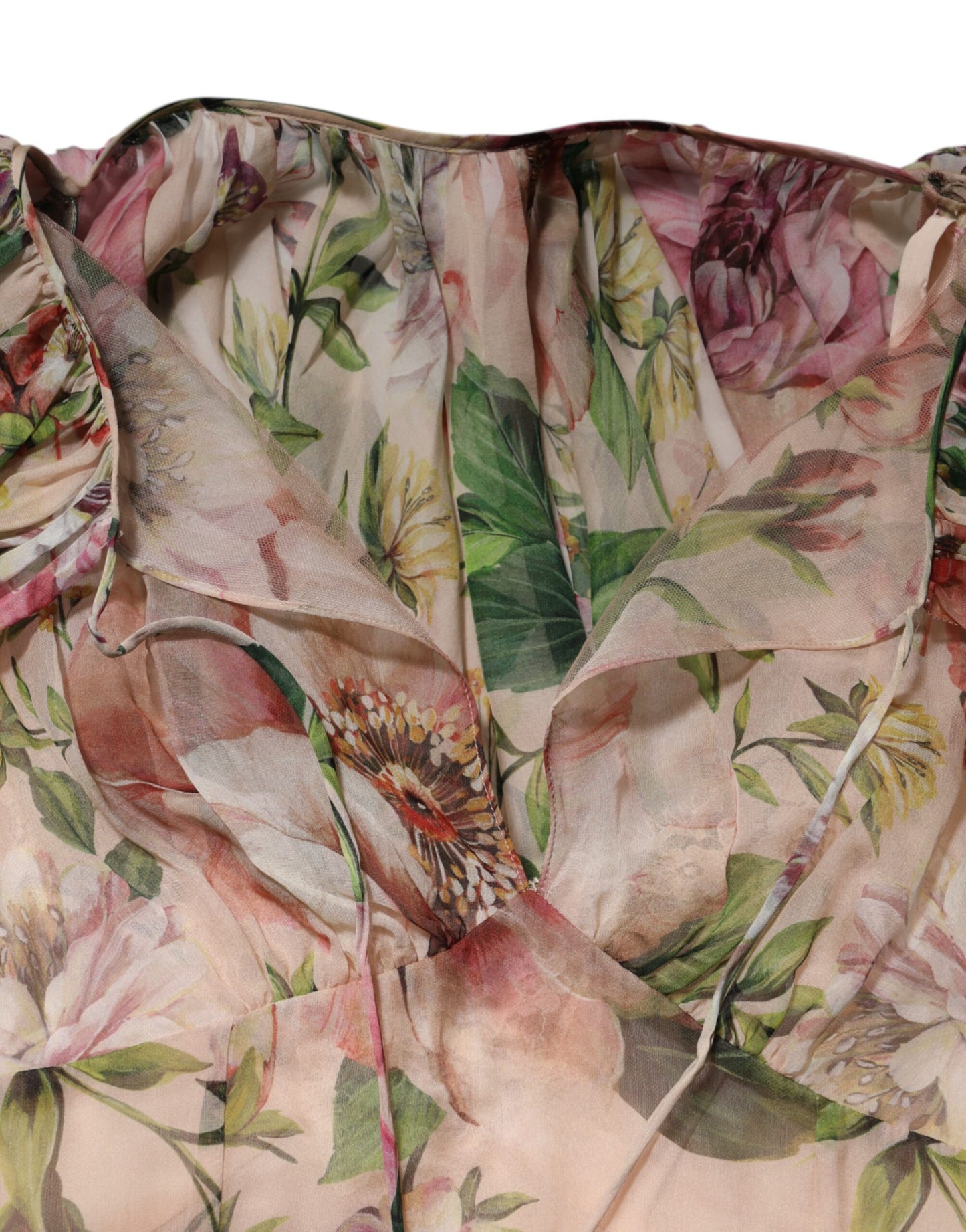 Dolce &amp; Gabbana – Langes, gestuftes Maxikleid mit Blumenmuster in Rosa