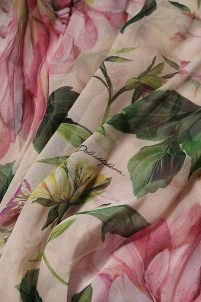 Dolce &amp; Gabbana – Langes, gestuftes Maxikleid mit Blumenmuster in Rosa