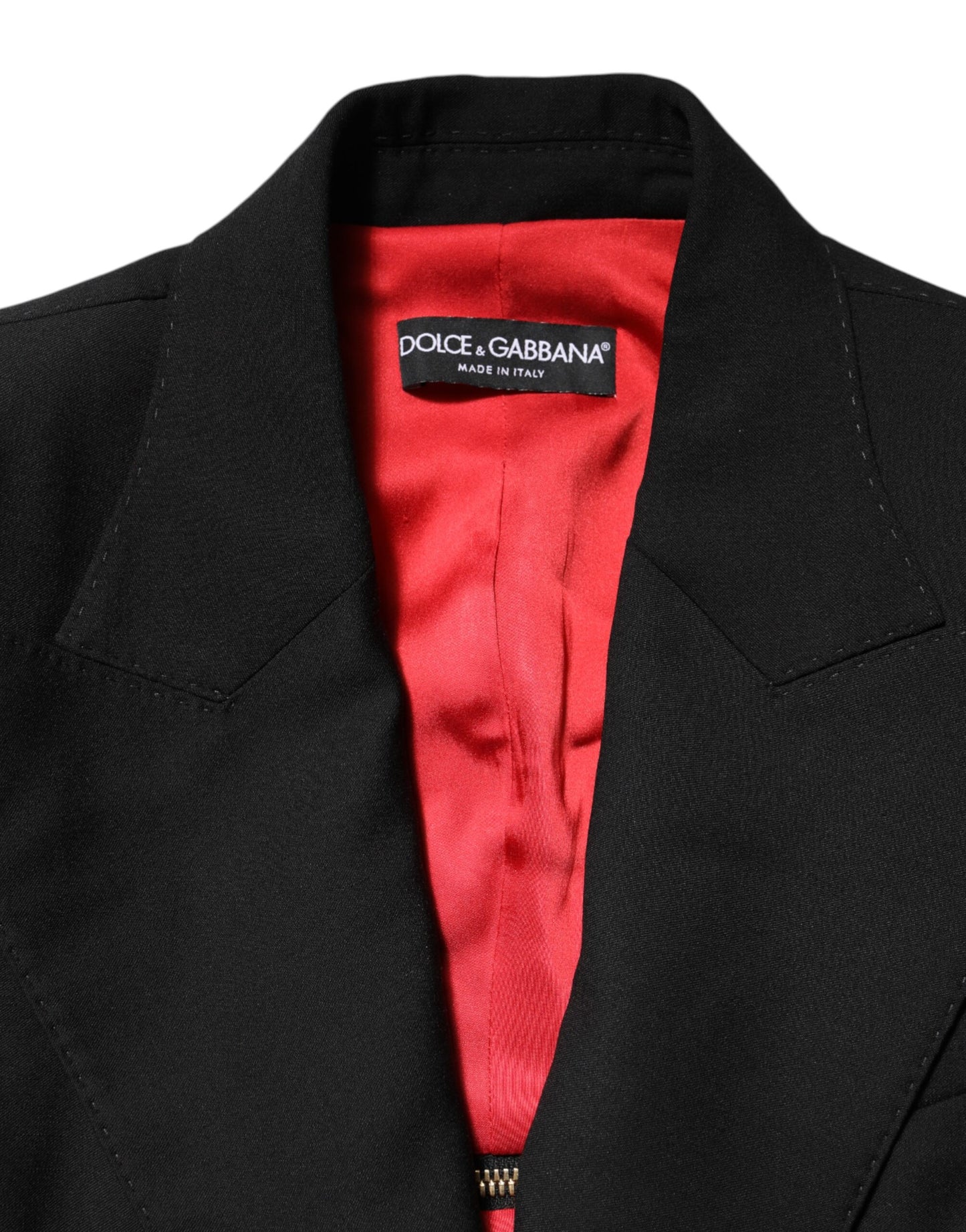 Dolce &amp; Gabbana – Schwarze Blazerjacke aus Wolle mit Reißverschluss
