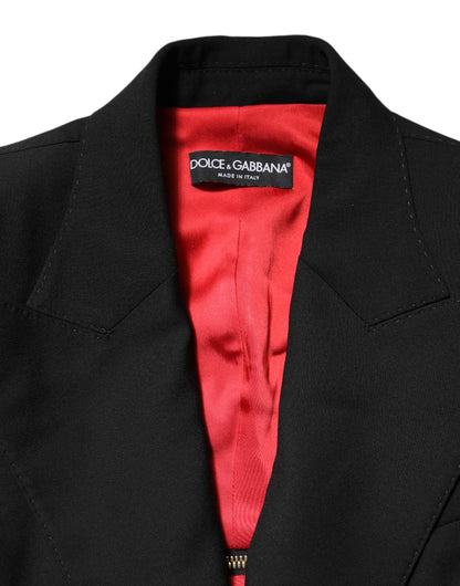 Dolce &amp; Gabbana – Schwarze Blazerjacke aus Wolle mit Reißverschluss
