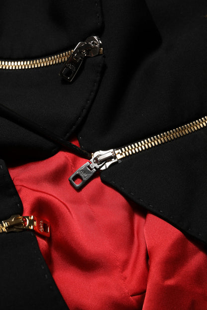 Dolce &amp; Gabbana – Schwarze Blazerjacke aus Wolle mit Reißverschluss