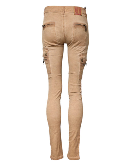 PLEIN SUD – Enge Jeans aus Baumwolle mit mittlerer Taille in Braun