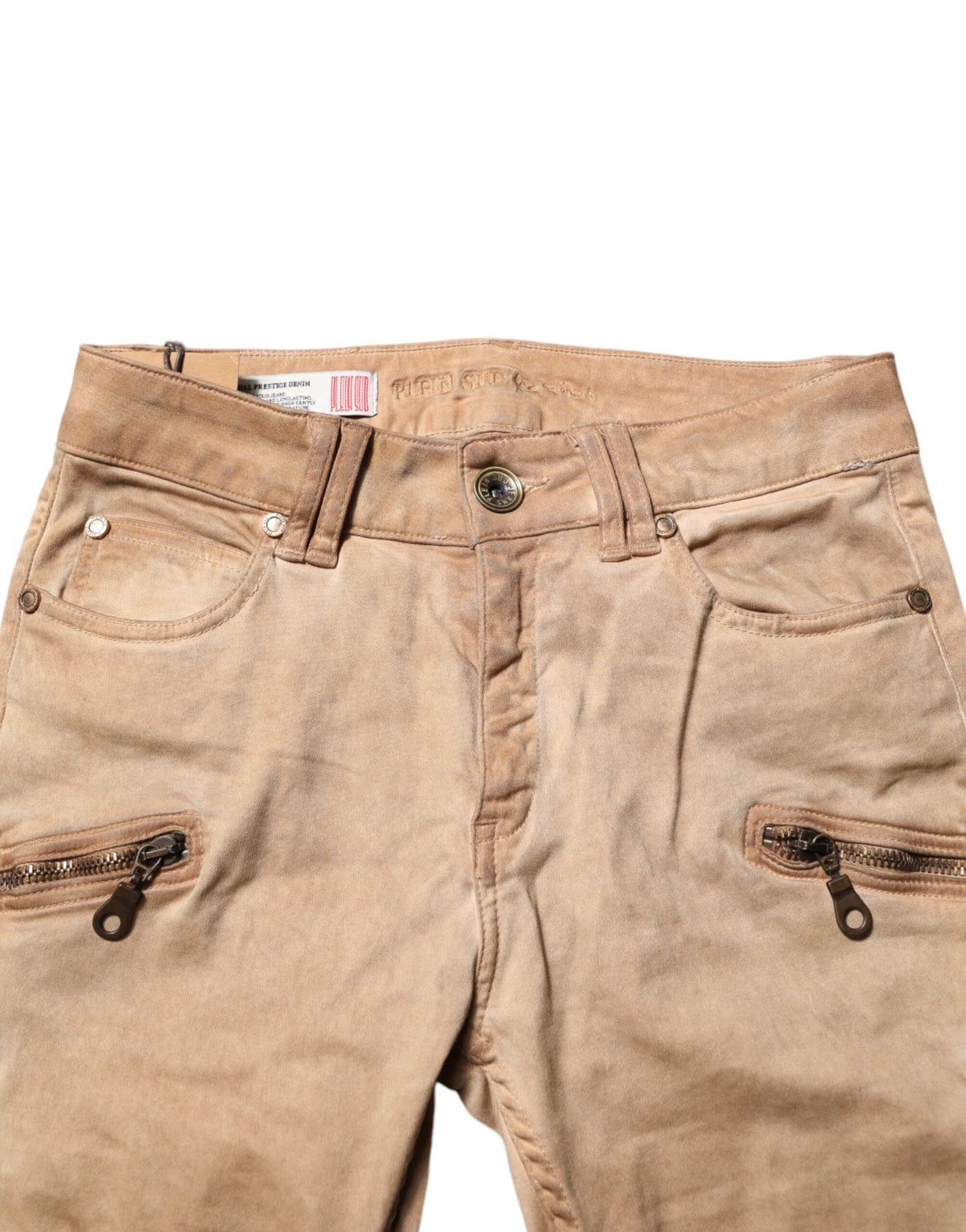 PLEIN SUD – Enge Jeans aus Baumwolle mit mittlerer Taille in Braun