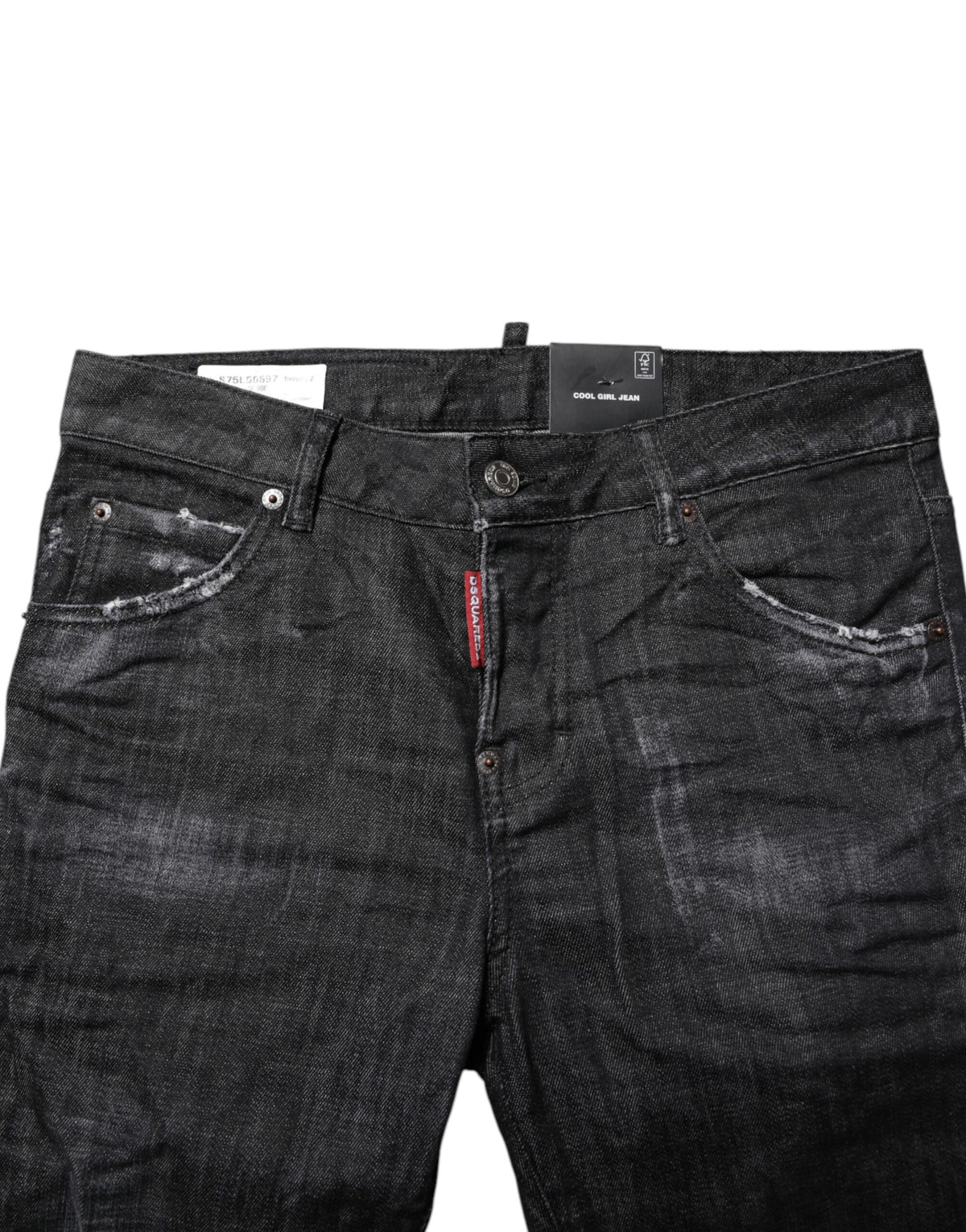 Dsquared² – Schwarze Skinny-Jeans aus verwaschener Baumwolle mit mittlerer Taille