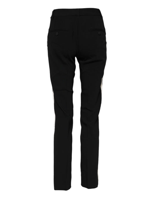 Dolce & Gabbana – Schwarze Anzughose aus Wolle mit mittlerer Taille und schmalem Schnitt