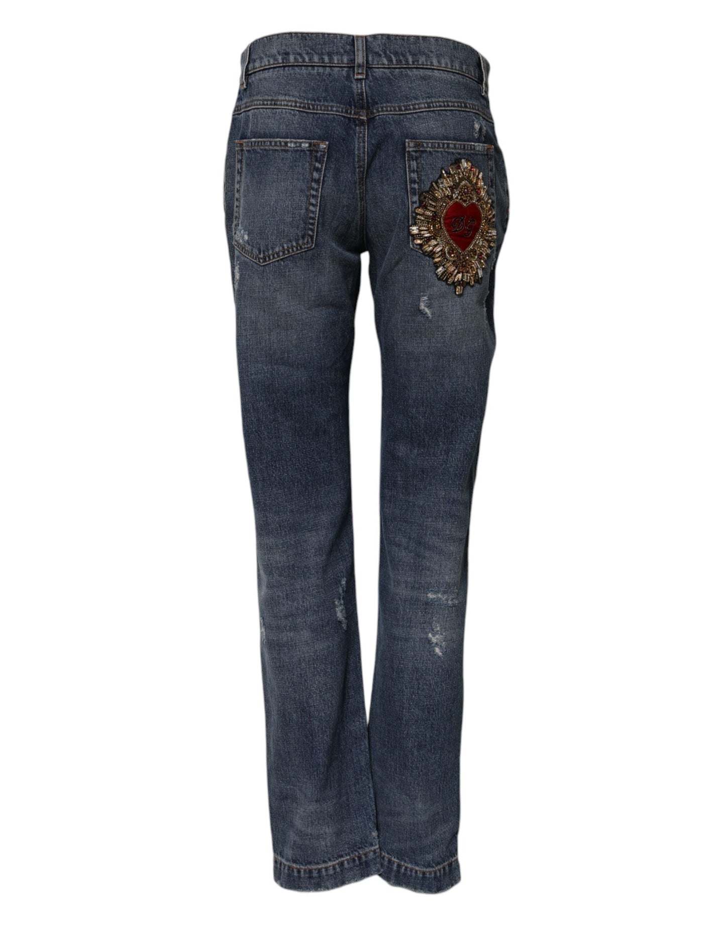 Dolce &amp; Gabbana – Zerfetzte Boyfriend-Jeans aus blauer Baumwolle