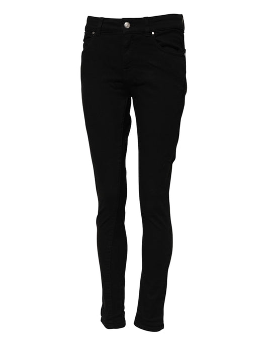 Dolce &amp; Gabbana – Schwarze Skinny-Jeans aus Baumwolle mit mittlerer Taille
