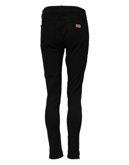Dolce &amp; Gabbana – Schwarze Skinny-Jeans aus Baumwolle mit mittlerer Taille