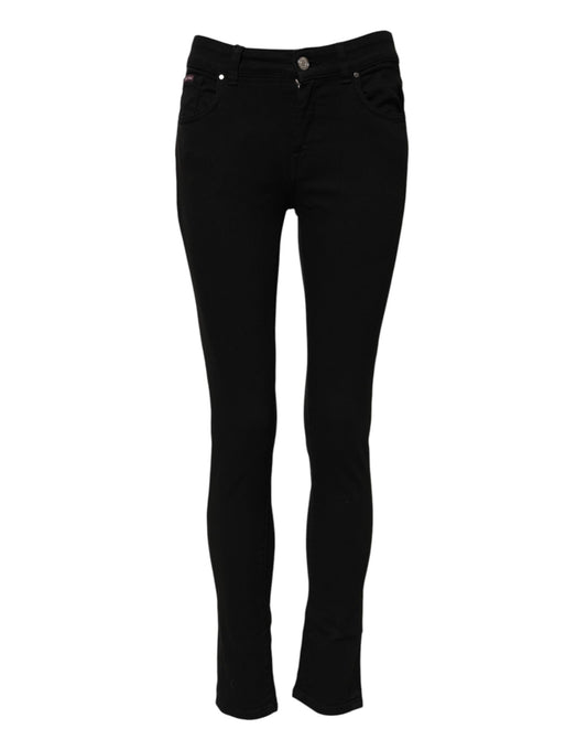 Dolce &amp; Gabbana – Schwarze Skinny-Jeans aus Baumwoll-Denim mit mittlerer Taille