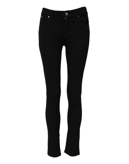 Dolce &amp; Gabbana – Schwarze Skinny-Jeans aus Baumwoll-Denim mit mittlerer Taille