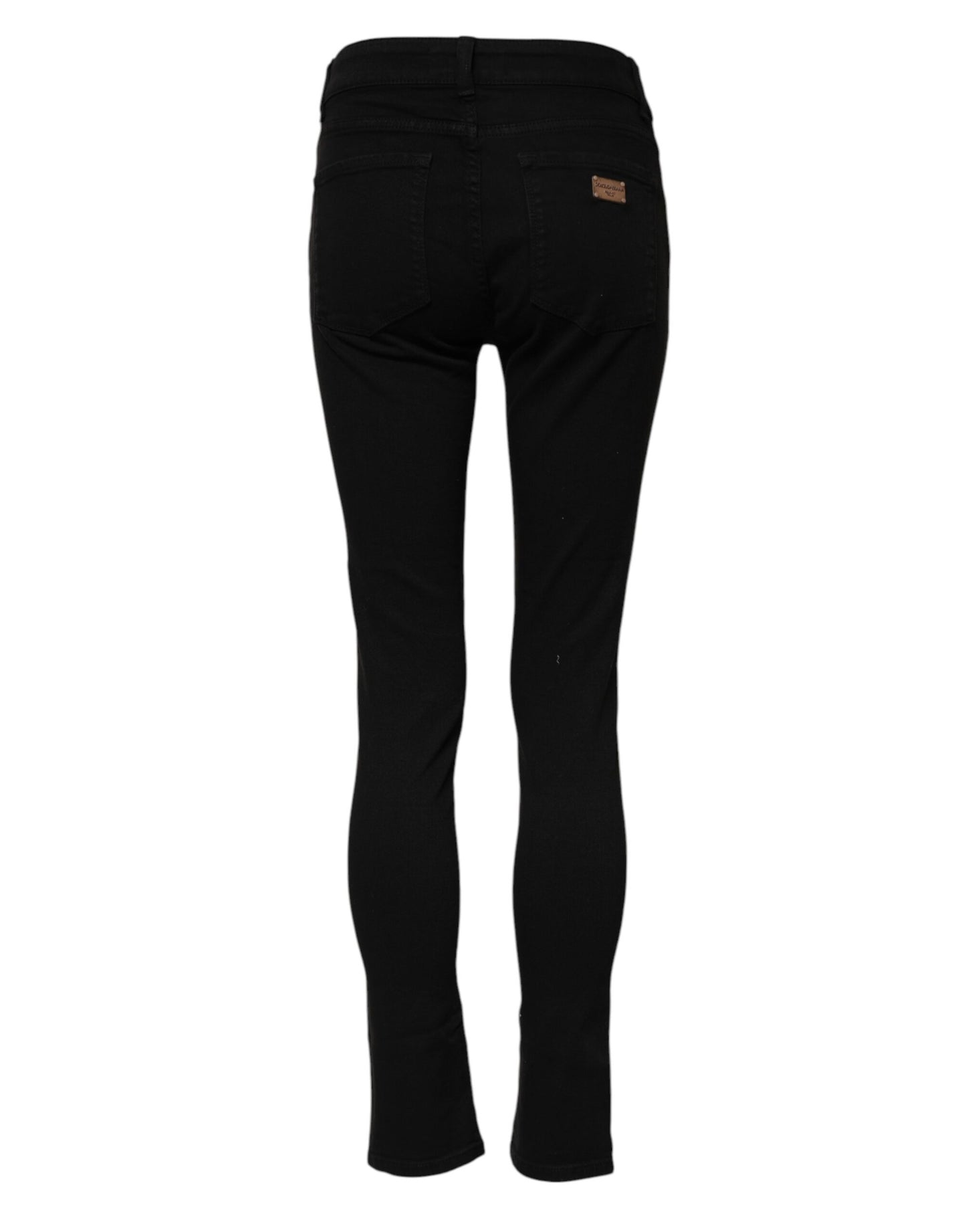 Dolce &amp; Gabbana – Schwarze Skinny-Jeans aus Baumwoll-Denim mit mittlerer Taille