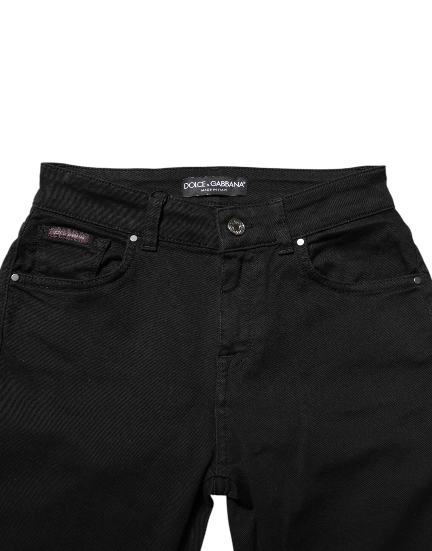 Dolce &amp; Gabbana – Schwarze Skinny-Jeans aus Baumwoll-Denim mit mittlerer Taille