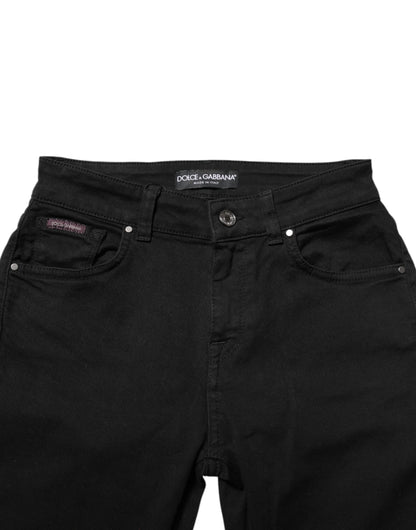 Dolce &amp; Gabbana – Schwarze Skinny-Jeans aus Baumwoll-Denim mit mittlerer Taille