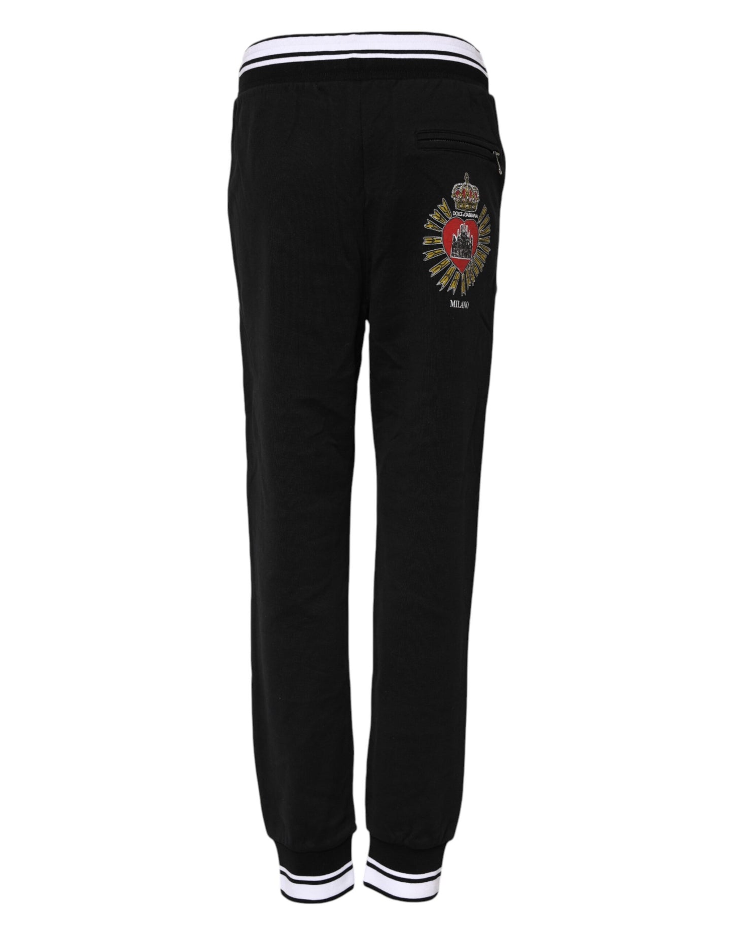Dolce &amp; Gabbana – Schwarze Jogginghose aus Baumwolle mit mittlerer Taille