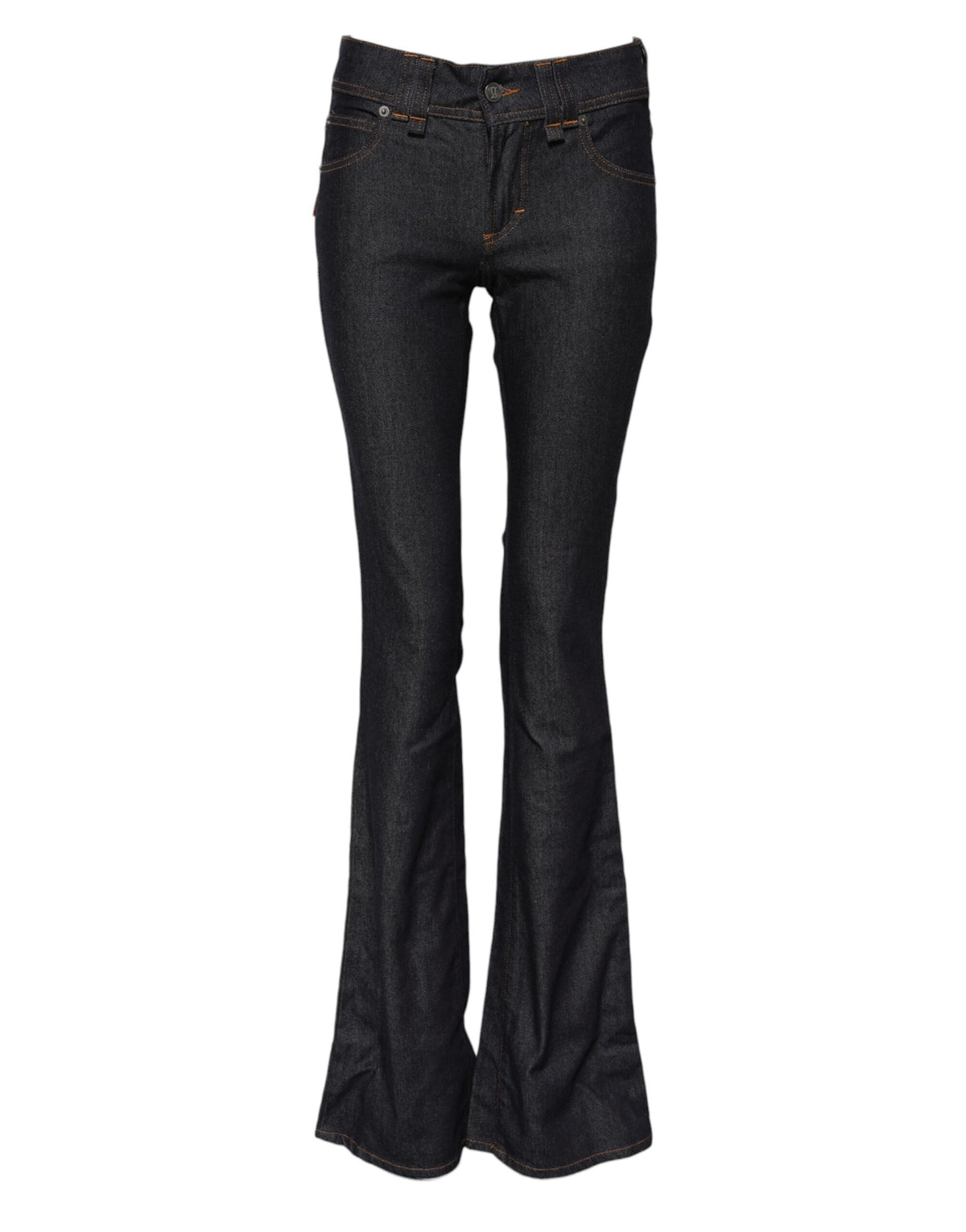 John Galliano – Blaue Jeans aus Baumwolle mit weitem Bein und mittlerer Taille