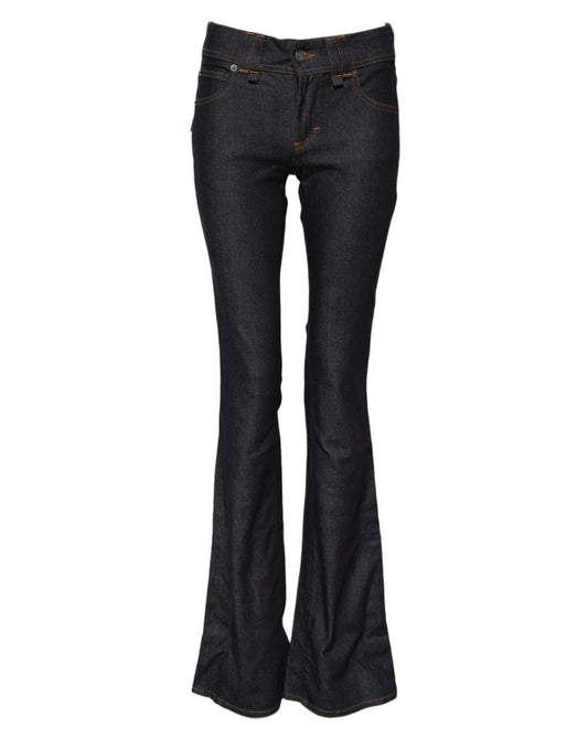 John Galliano – Blaue Jeans aus Baumwolle mit weitem Bein und mittlerer Taille