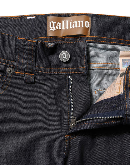 John Galliano – Blaue Jeans aus Baumwolle mit weitem Bein und mittlerer Taille