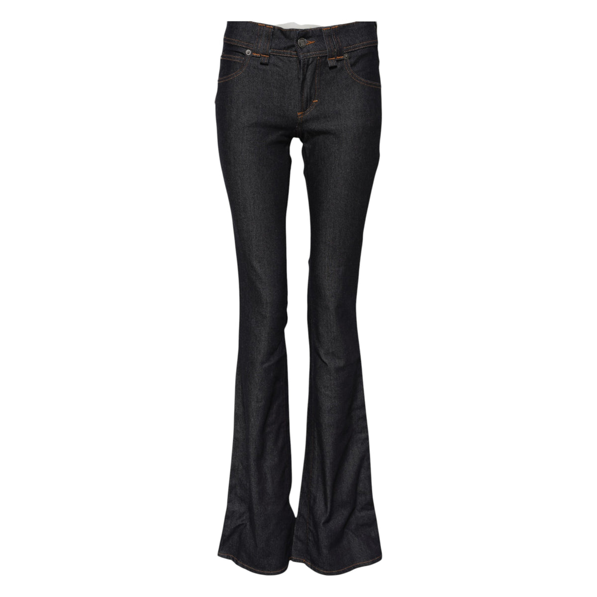 John Galliano – Blaue Jeans aus Baumwolle mit weitem Bein und mittlerer Taille