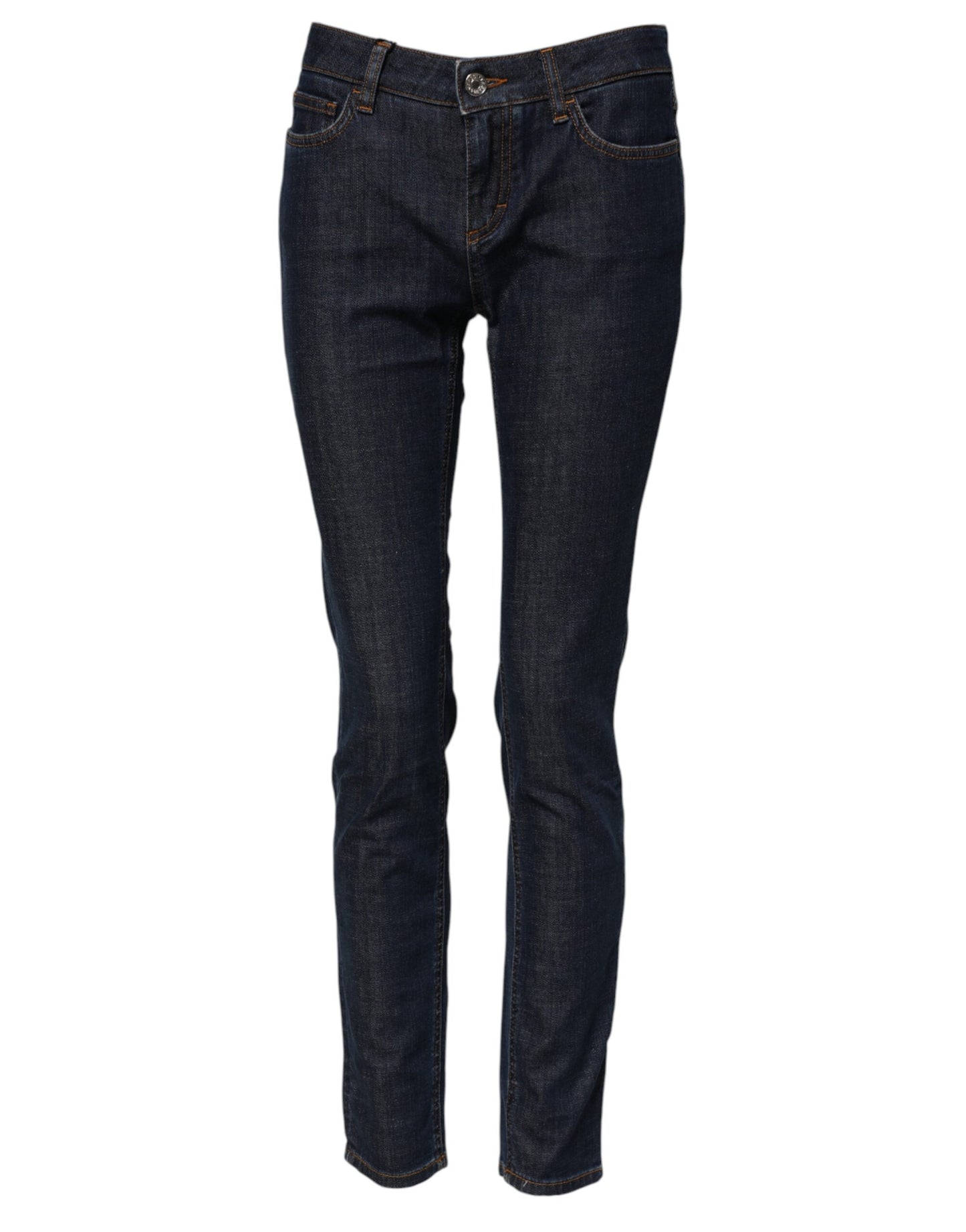Dolce &amp; Gabbana – Blaue Skinny-Jeans aus Baumwoll-Denim mit mittlerer Taille